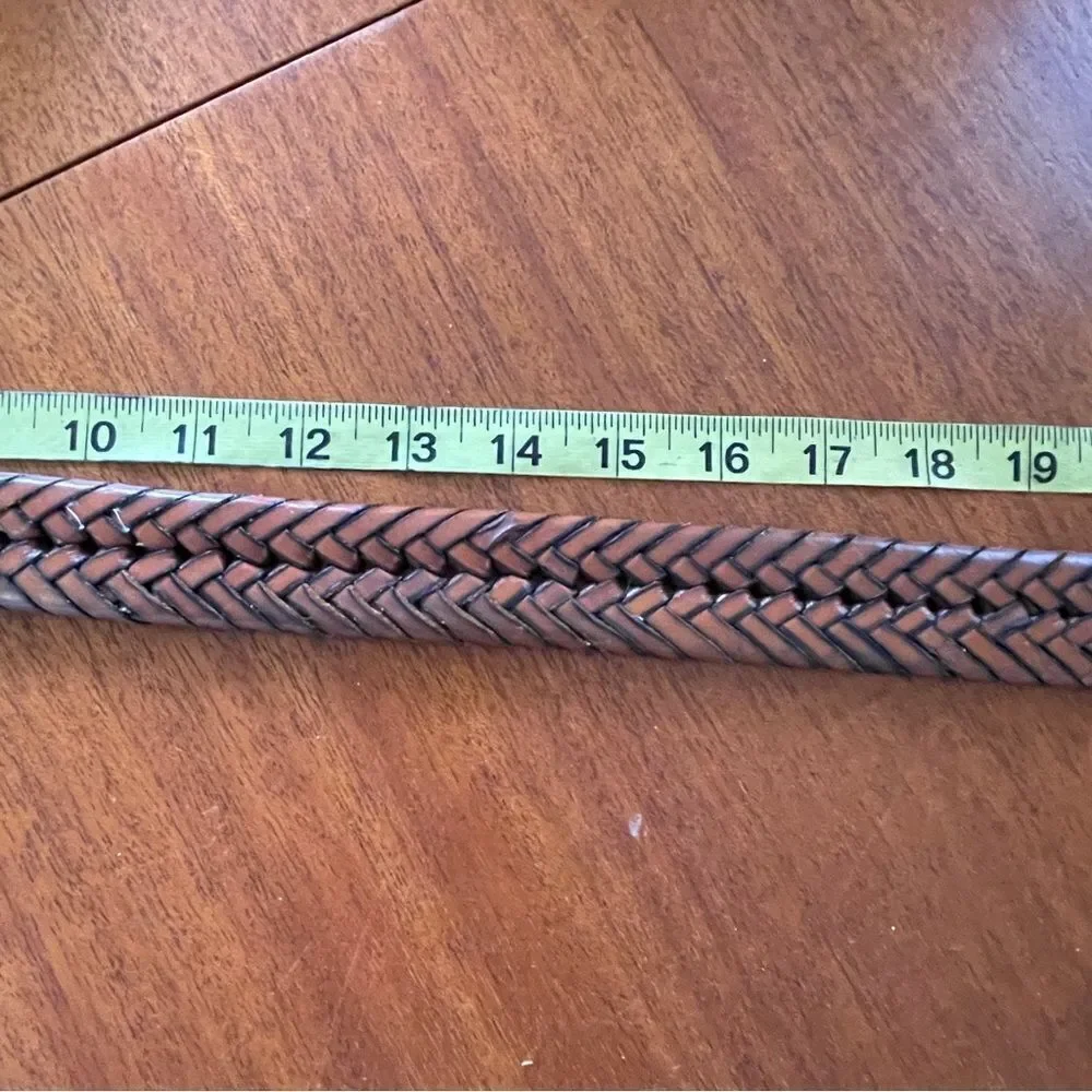 PGA Tour Men's Top Grain Leather Woven Braided Belt Brown Cognac Size 40